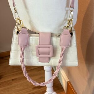 Elegant Pink and Cream Women's Handbag